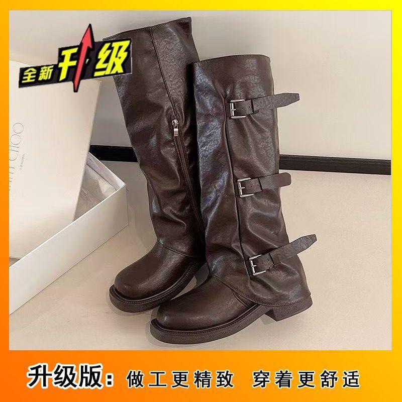 Ботинки на толстой подошве с плиссированным коротким голенищем в стиле Spice girl, осень 2025, новый нишевый дизайн, тонкие ботинки мартин, ботинки-трубы для брюк, женские