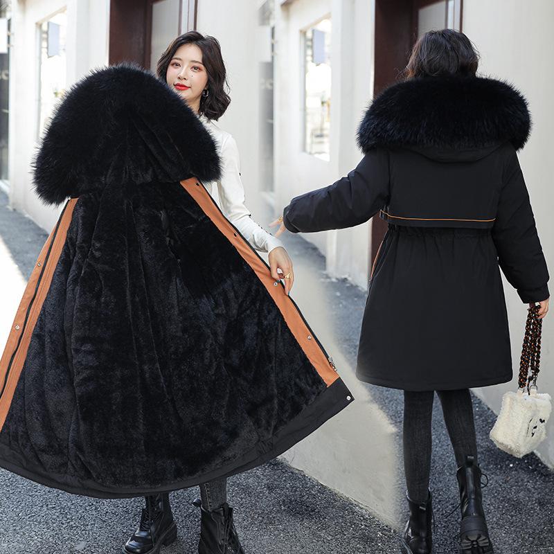 2021 Winter Women's Parker Jacket, Cotton Jacket, Waist Waist, Thin, Long Cotton Jacket, Large Size M-XXXL