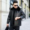 Повседневное кожаное пальто с лацканами и пуговицами для папы среднего возраста, кожаная мужская куртка плюс флисовая толстая кожаная куртка для мужчин