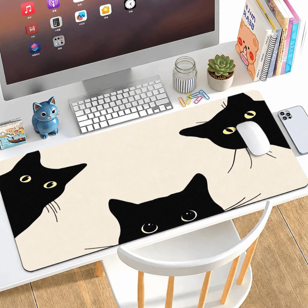 Non Slip Black Cat Mouse Pad Extra Large Desk Pad Cute Desk Pad Protector for Computer Desk