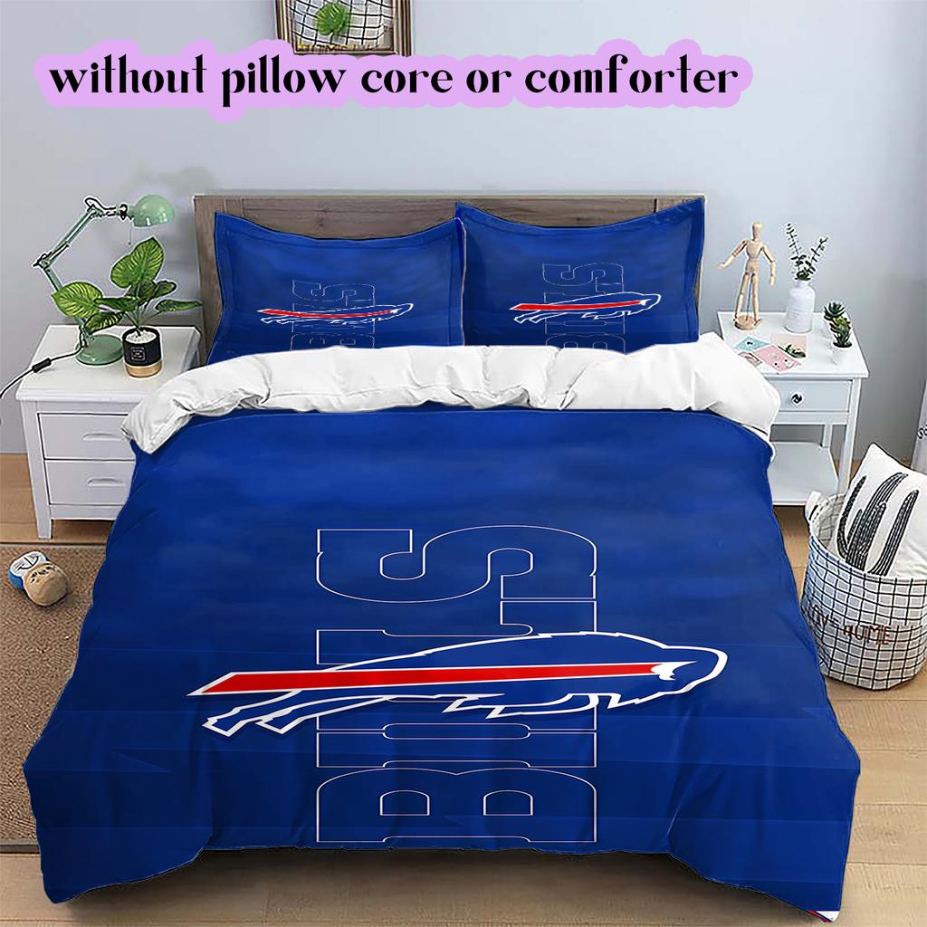 football Logo Pattern Bedding Quilt Set Quilt Cover Pillowcase Home Decoration Birthday Gift (1*duvet cover+ 2*pillowcase, without core)