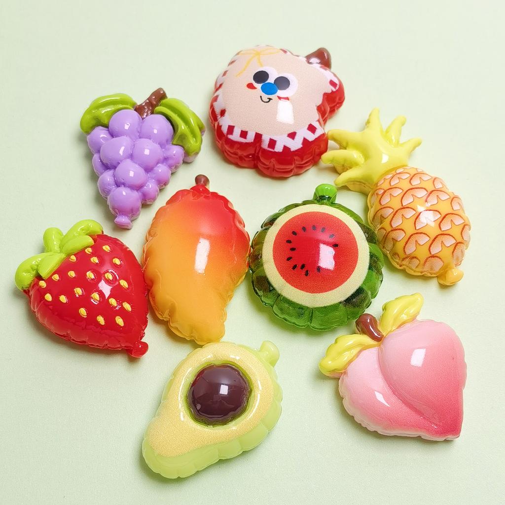 100PCS 3D Fruit Series Miniature Flat Back Resin Cabochons for Hairpin Scrapbooking DIY Home Decor Craft Accessories