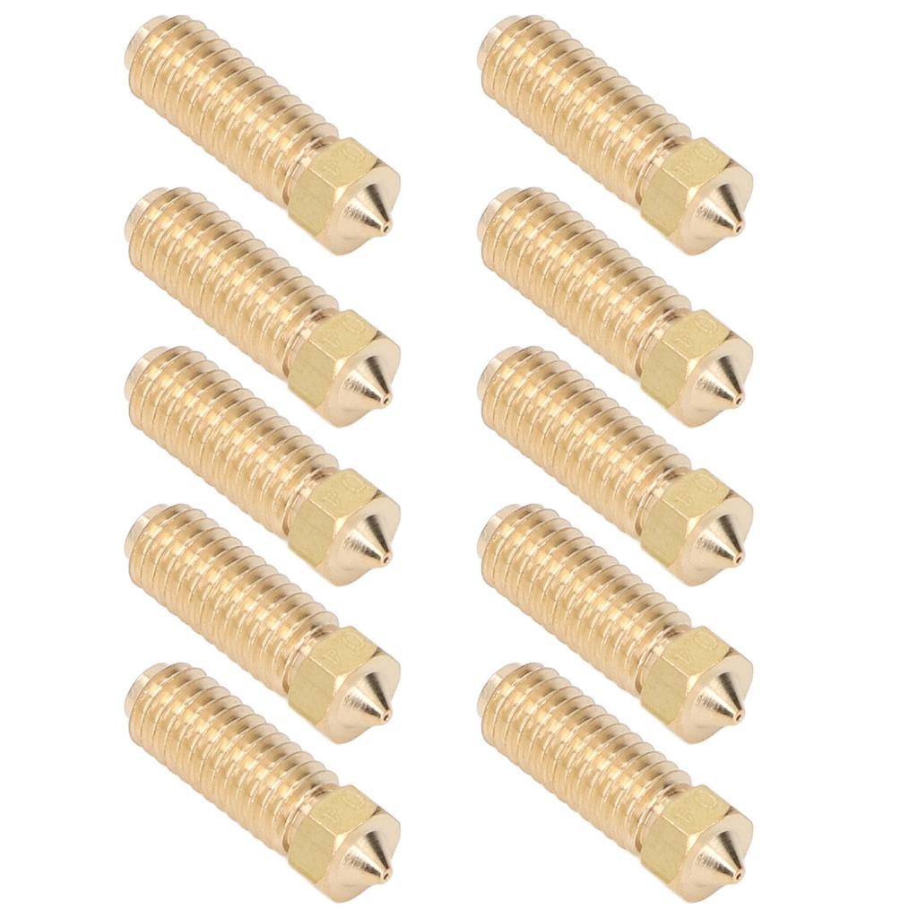 10Pcs 3D Printer Brass Nozzle Strong Heat Conduction Smoothly Inner Wall M6 Brass Nozzle for Kobra3