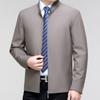 New Stand Collar Mulberry Silk Jacket Men's Spring and Autumn Middle-aged Business Casual Jacket Dad's Large Size Thin Jacket