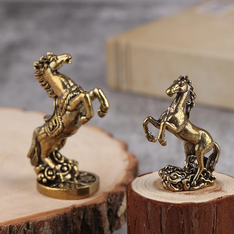 Bronze Horse Desktop Decoration Living Room Tea Table Sculpture Metal Craft Home Decorations Chinese Zodiac Horse Statue