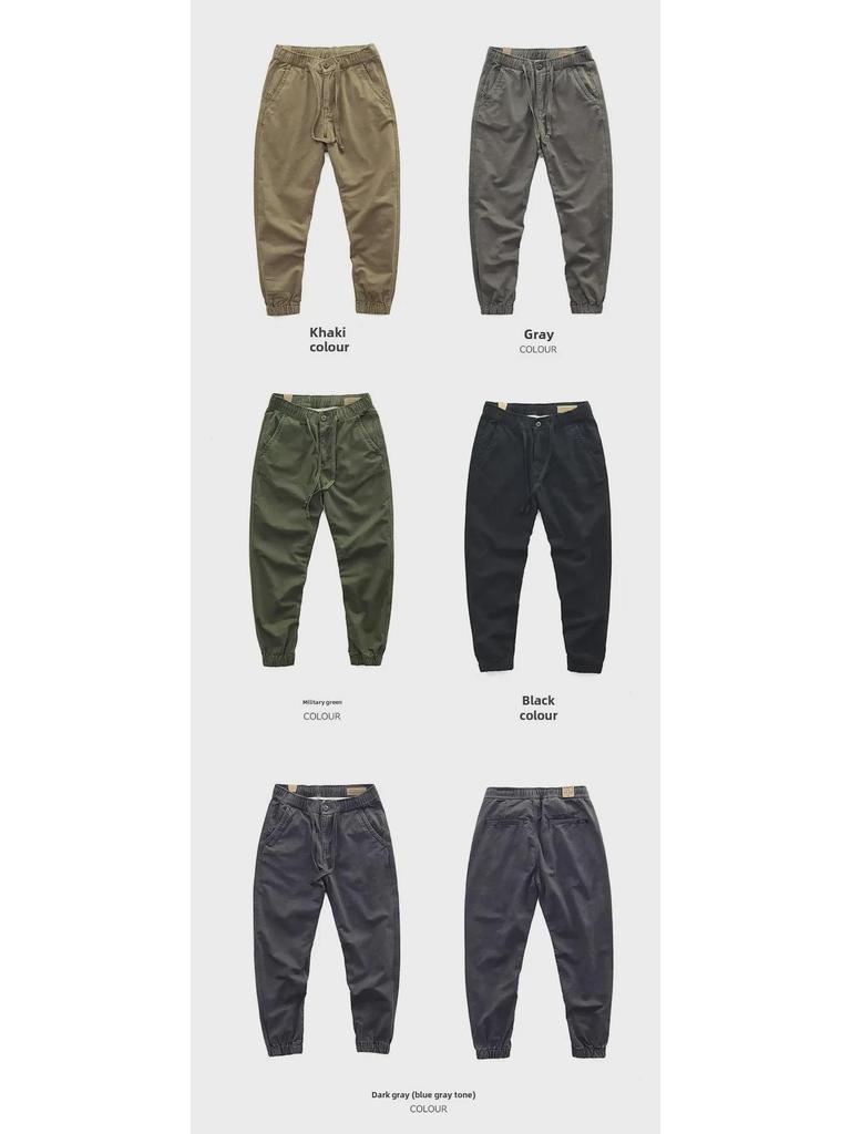 Японский ретро повседневный мужской комбинезон на завязках - свободные прямые брюки Nine-Point