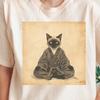 Meditating Siamese Cat T-Shirt | Zen Cat Illustration, Vintage Buddhist Style