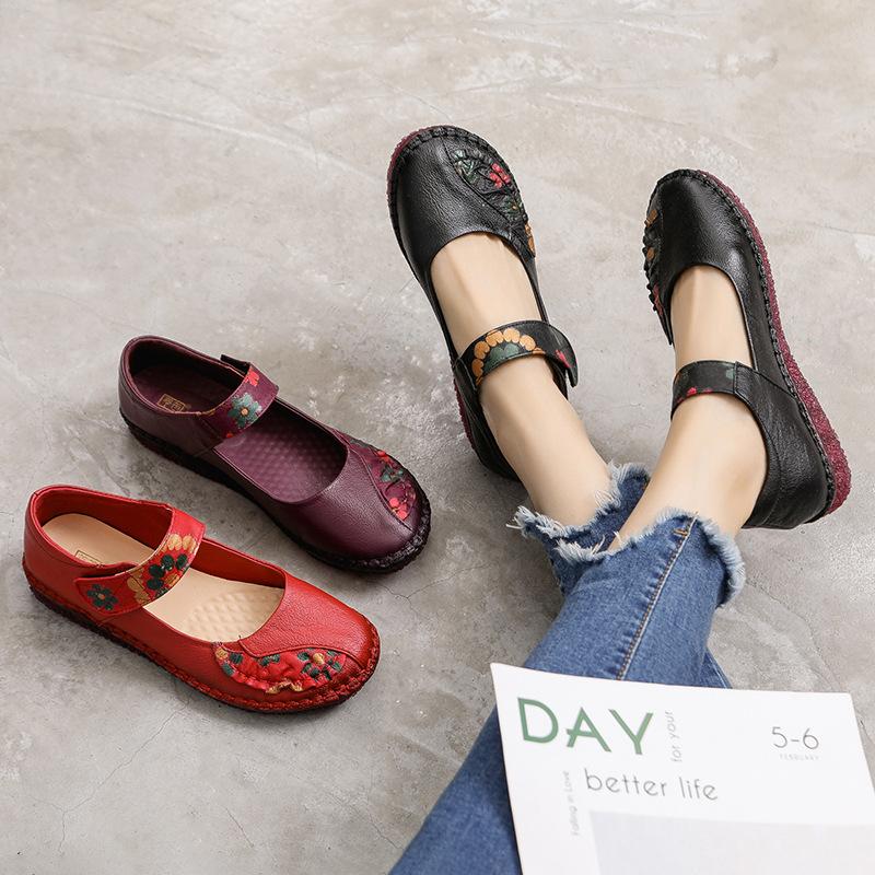 Genuine Leather Soft Bottom Women Flats Mother Shoes Comfort Oxford Shoes For Women Shoes Women Loafers Moccasins