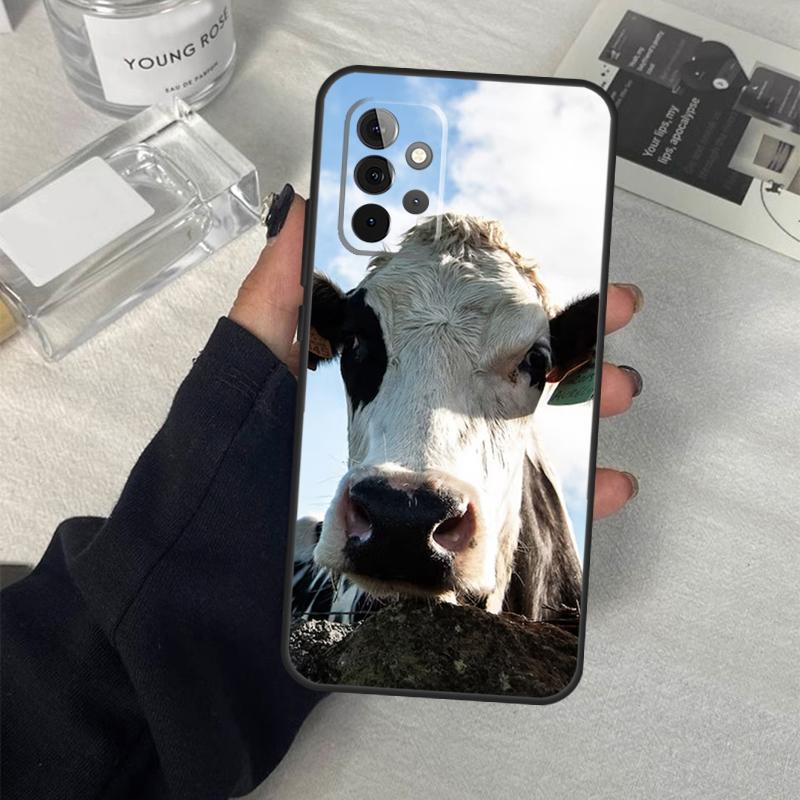 Забавный чехол-лицо коровы для Samsung Galaxy A06 A16 A26 A36 A56 A53 A32 A52 A33 A13 A55 A35 A15 A14 A34 A54 A17
