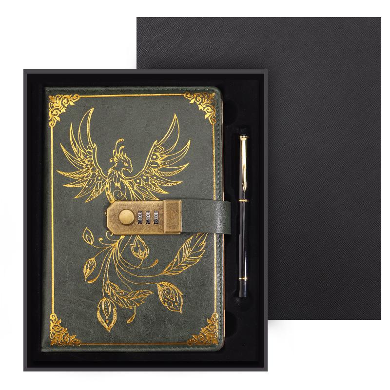 Подарочный набор из ретро-блокнота с паролем формата А5: Ежедневник деловых встреч в офисе с возможностью настраиваемого логотипа.