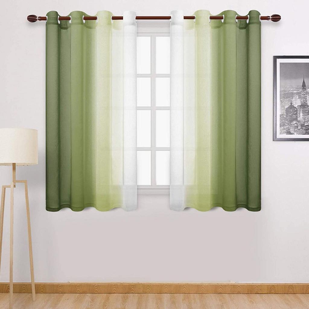 Faux Grommet Light Filtering Semi Sheer Gradient Window Curtain
