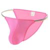Men Thong Colorful Waistband Stretch Ice Silk Solid Color Sexy U Convex Briefs