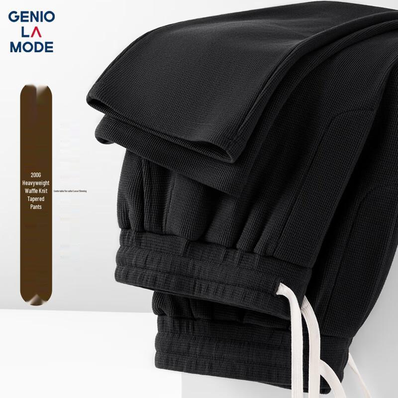 GENIOLAMODE Мужские повседневные брюки прямого кроя из вафельного трикотажа большой плотности