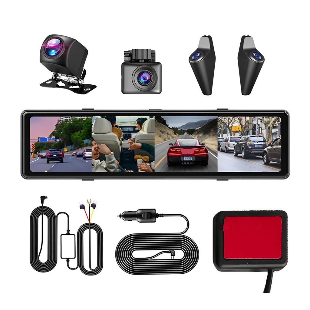 12inch Rearview Dash Cam 1080P 30FPS Ips Screen 4-CH WiFi Rear Cam Gps Mirror Car Recorder Stream Media Car DVR