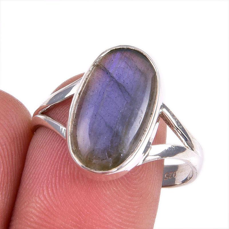 Natural Labradorite Gemstone 925 Solid Sterling Silver Jewelry Ring Size 10 s2J20