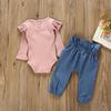(Курица Кунг Пао)Одежда для новорожденных девочек, одежда, комбинезон, боди + джинсовые штаны, джинсовый комплект
