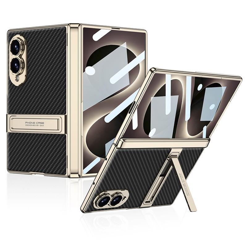 Magnetic Hinge Leather-Feel PC Case With Kickstand Galaxy Z Fold8 - Shockproof Protective Cover