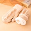 Winter Women Keep Warm Plus Velvet Wrist Thicken Jacquard Twist Wool Knitting Gloves Full Finger Cycling Drive Cute Mittens