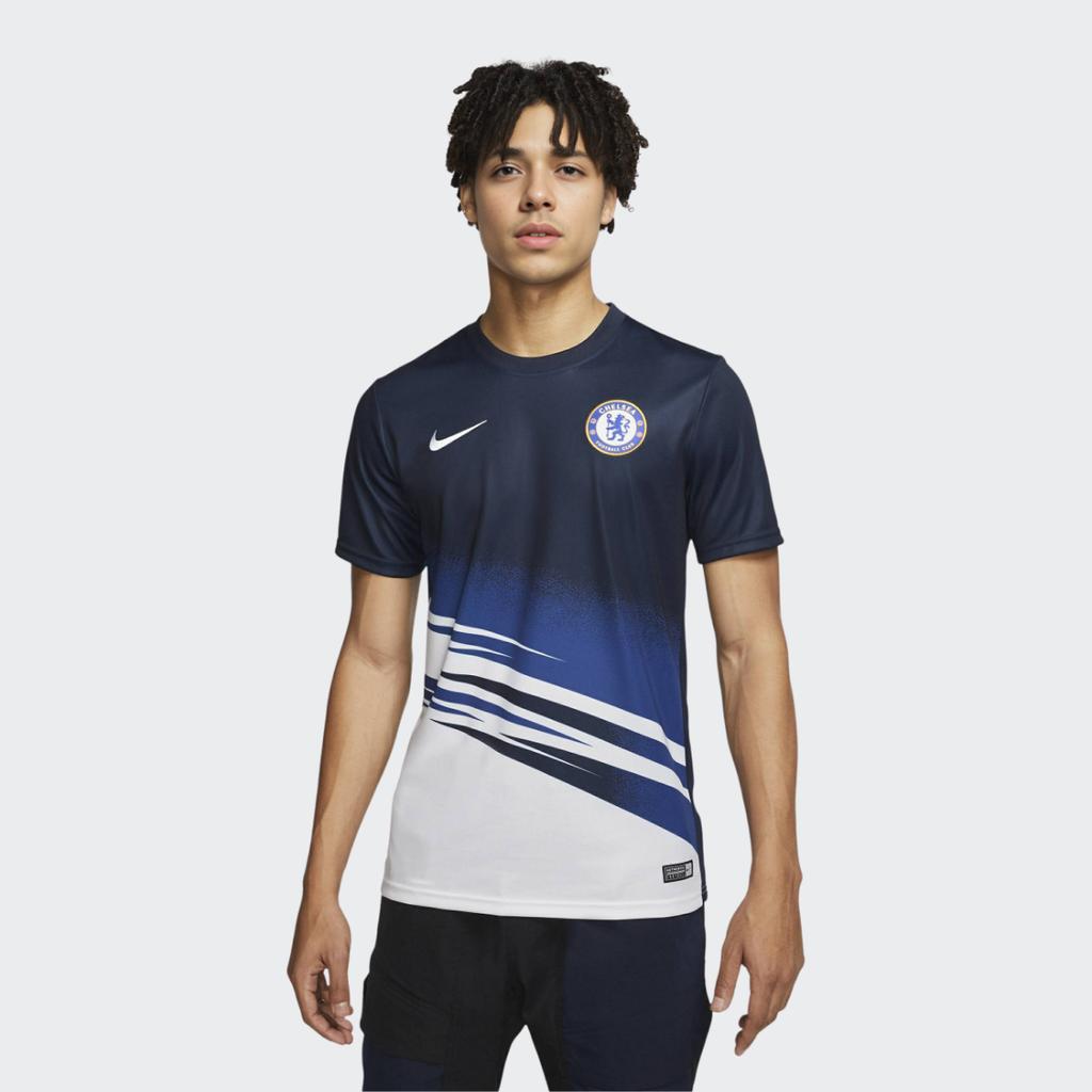Nike Быстросохнущая тренировочная футболка Chelsea FC с круглым вырезом и короткими рукавами, мужские топы, белый, синий AO7533-101