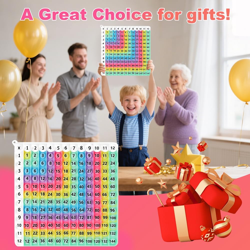 12X12 Rainbow Multiplication Table Chart for Kids, Educational Math Learning Tool