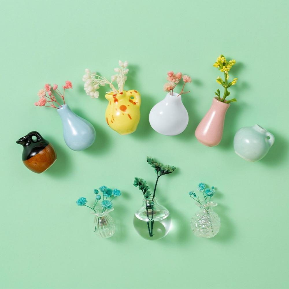 Ceramic Mini Plant Vase Excluding Plants Refrigerator Magnets Cute Vase Fridge Stickers  Gift