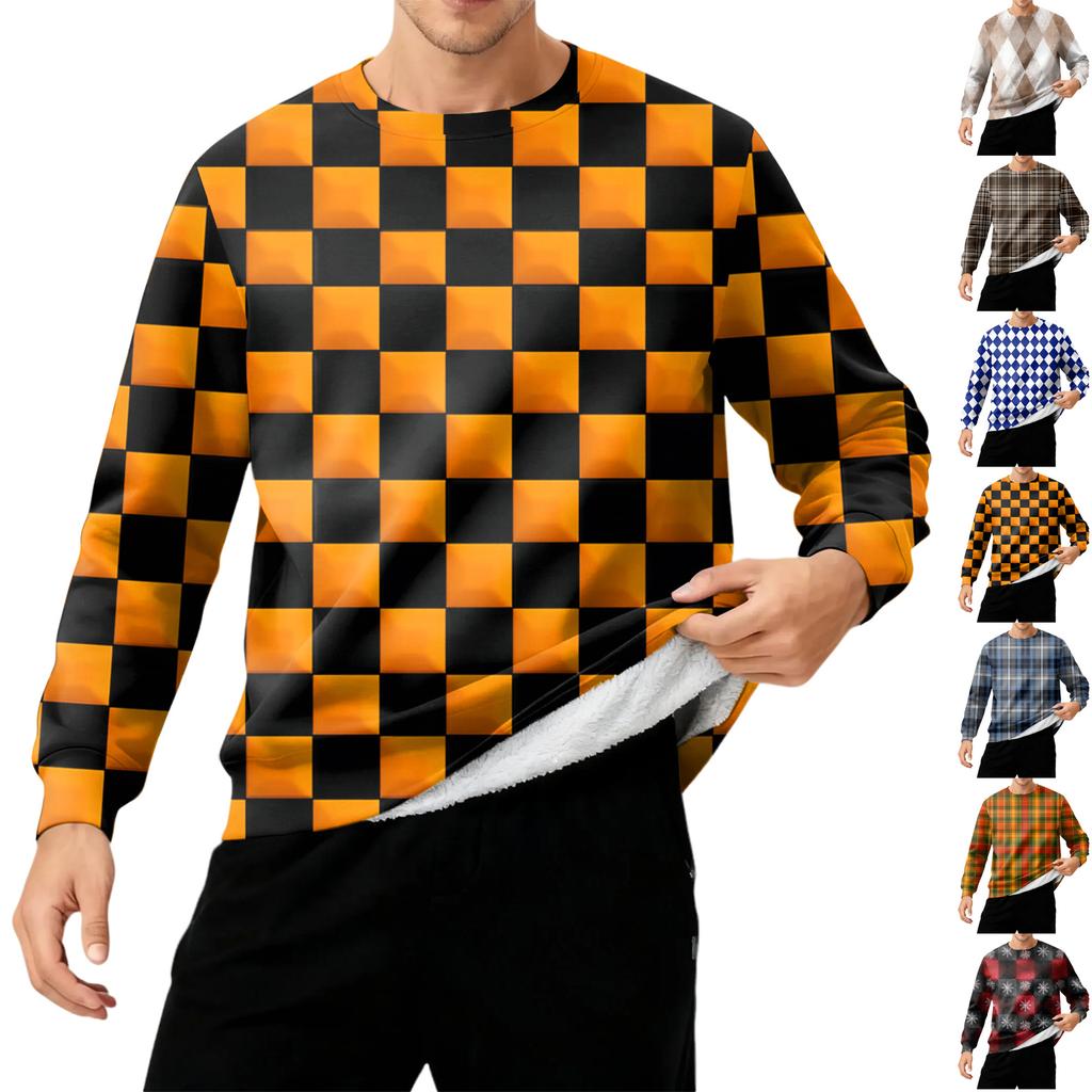 Мужская толстая теплая толстовка с флисовой подкладкой и круглым вырезом