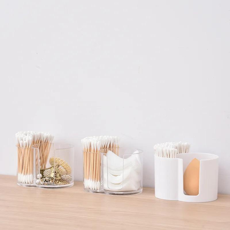Cotton Round Pad Holder Powder Puff Storage Box Home Cotton Swab Box Makeup Organizer Dustproof Portable Durable Bathroom Jar