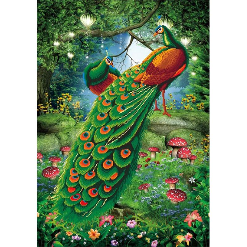 5D DIY Diamond Embroidery Animal Peacock Cross Stitch Diamond Painting Full Round Drill Picture of Home Christmas Present