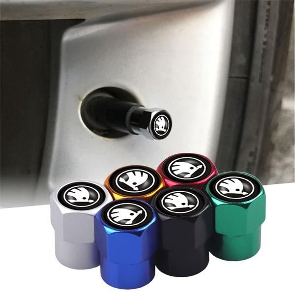 4PCS Car Tire Valve Cover Tire Stem Cover Dust Cover Accessories For Skoda Kodiaq Octavia 2 3 Yeti Karoq Fabia Kamiq A7 A5 Scala lbd411