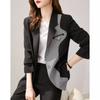 Women's Color-Block Suit Jacket with Unique Design for Autumn and Winter Fashion