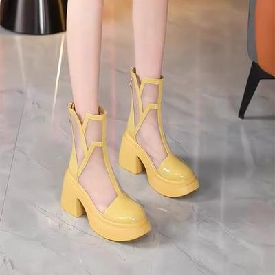 Тонкие ботинки Мартин женские из мягкой кожи сетчатые на толстой подошве крутые ботинки новые сандалии полые на высоком каблуке на толстом каблуке сетчатые ботинки