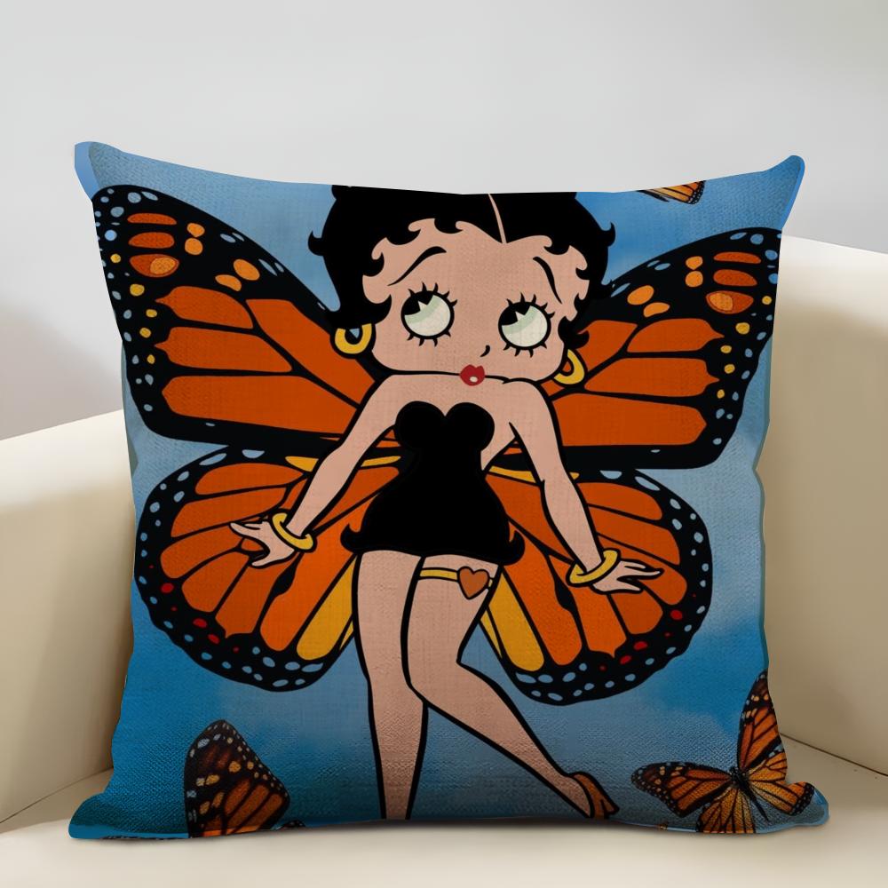 Наволочка Betty Boop для домашнего декора, льняная наволочка для диванной подушки: Приятный к коже и дышащий с невидимой молнией