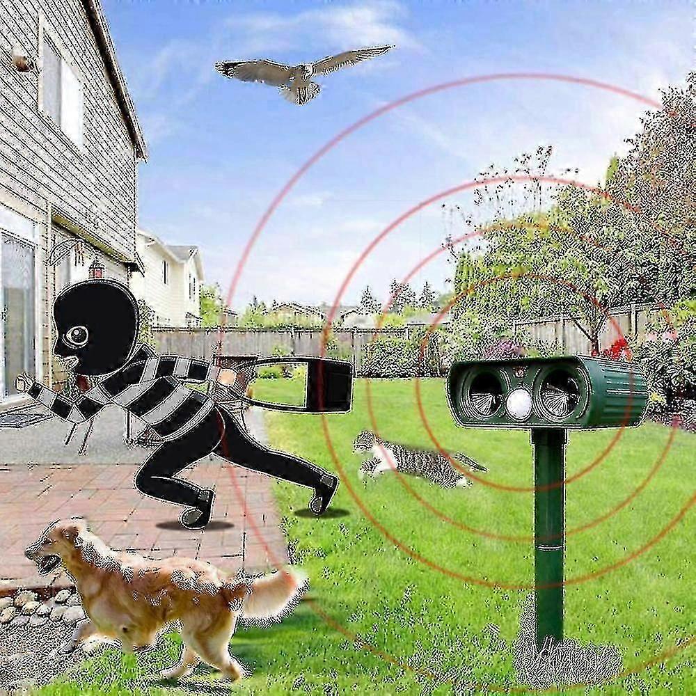 Solar Ultrasonic Cat Repeller Outdoor Cat Repellent Adjustable Sensitivity And Frequency Ultrasonic Cat Repellent For Repelling Pests Garden Protector