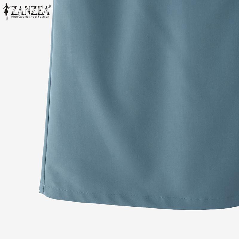 ZANZEA Women Casual Elastic Waist Solid Color Loose Capri Pants