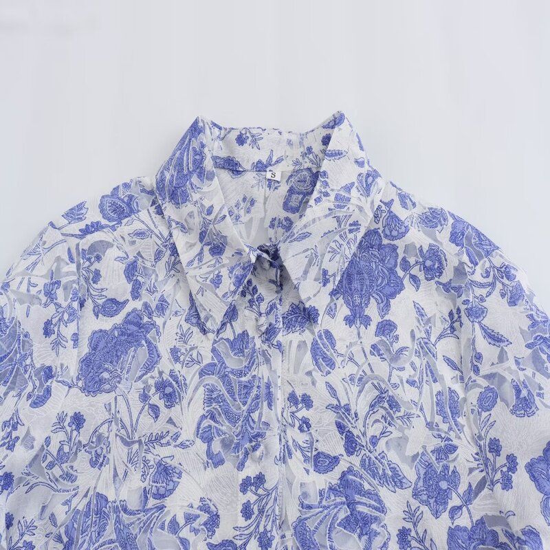 Fashion Style 2024 Summer New Women's Clothing Fashion All-Match Temperament Long Sleeve Print Shirt 2492054 044