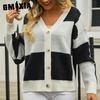 Women's Fashion Casual Autumn Winter Long Sleeve V-Neck Loose Sweaters
