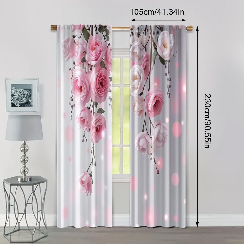 2pcs, Curtains&Drapes Floral Durable Polyester (without Rod) Decorations Outdoor Perfect for Living Room, Bedroom, Home Decor