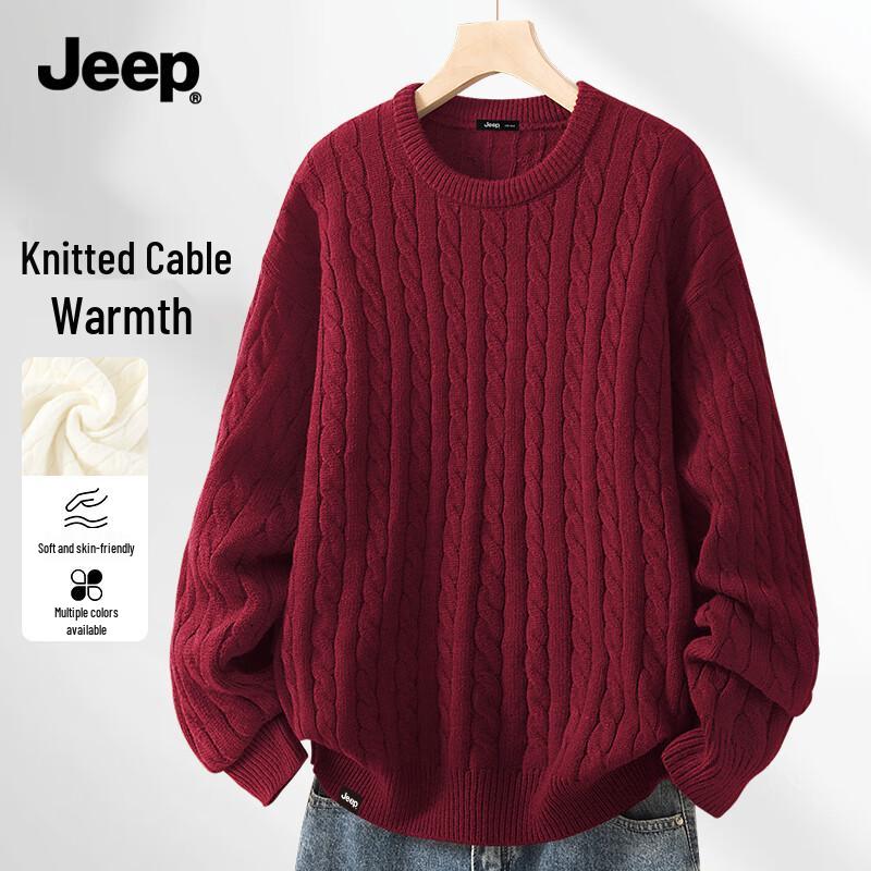 JEEP Men's Vintage Cable Knit Sweater