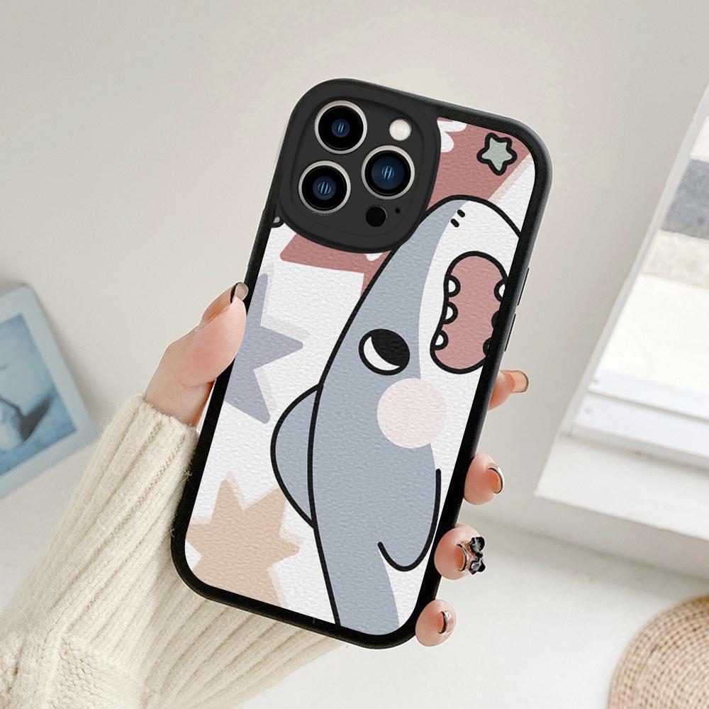 Новый чехол для телефона «Ухмыляющаяся акула» для Iphone 14 13 11 12 Pro MAX 13 12 MiNi 7 8 14 plus X XS XR Чехлы из кожи ягненка с изображением акулы
