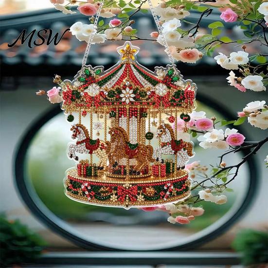 Rhinestone Painting Suncatcher Kit Christmas Kit, DIY Faux Pearl Art Ornament Craft Crafts for Adults Beginner, Acrylic Xmas Handmade Ornaments