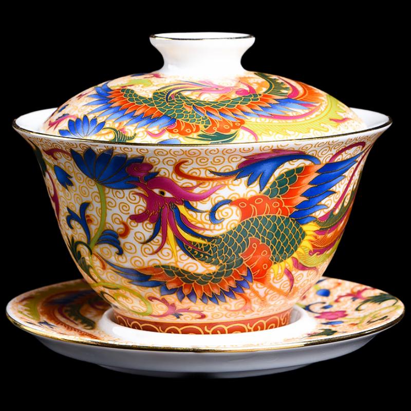 Баньшань Дунсюэ Расписная эмалью керамическая пиала гайвань 180 мл