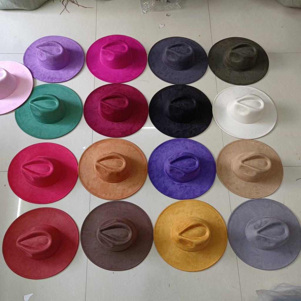 For Burning Vegan Suede Fedora Rancher Hats Blank Hats Multicolor Heart Shaped Top 9.5Cm Brim Unisex Jazz Hat Church Hat
