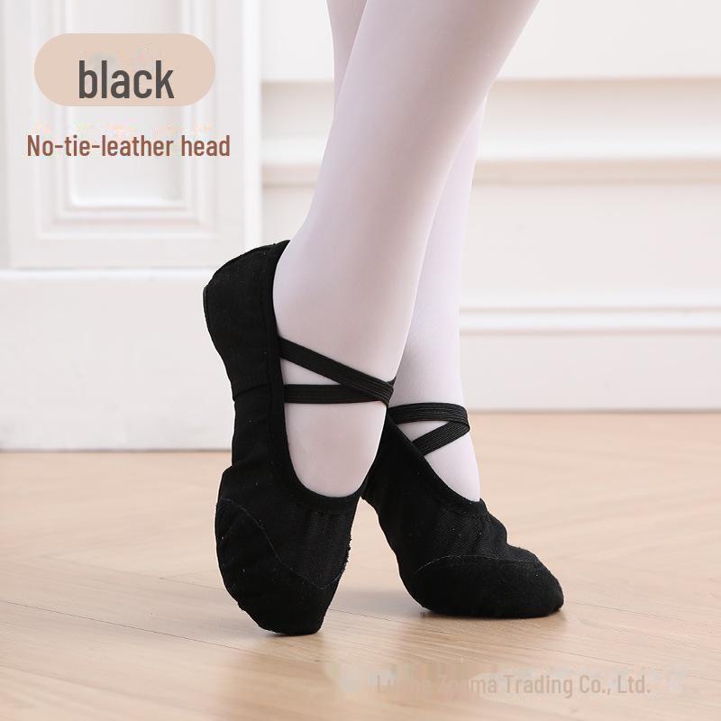 Girls' Soft Sole Ballet Shoes - Leather Dance Training Shoes for Kids & Adults