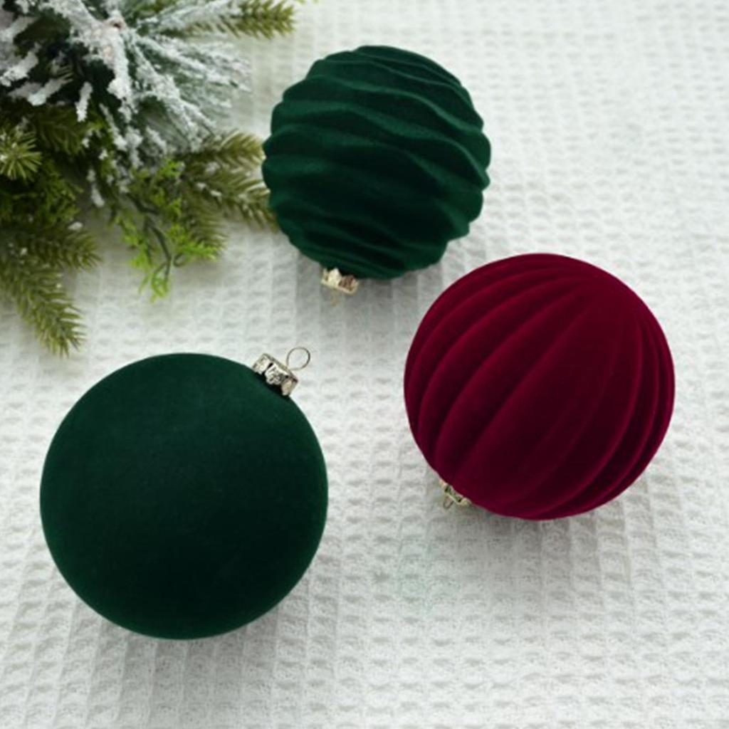 Christmas Ball Ornaments 12PCS/Set New Year Hanging Decorations Flocked Ball Pendant Tree Hanger For Holiday Party Home Wedding
