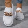 New 2024 Women Spring New Black Platform Flats Shoes Women Loafers Slip On Boat Shoes Metal Chain Designer Casual Mesh Oxfords