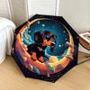 1pc Space Dachshund Adventure Umbrella with Plastic Handle,Suitable for All Seasons Home Travel Outdoor UmbrellaDD640