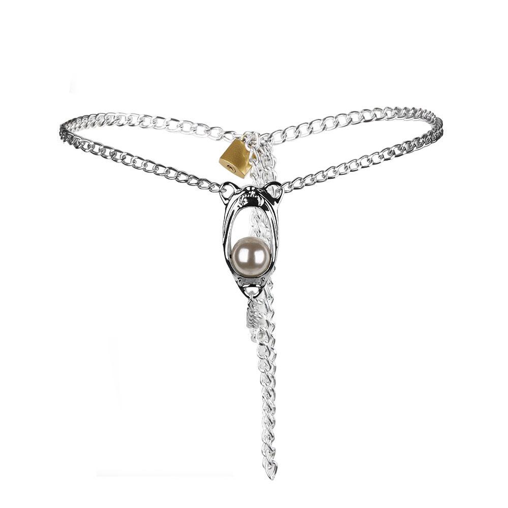 Нержавеющая сталь женский Т-образный ремень целомудрия в форме сердца женский секс запрет замок против схода с рельсов Yin металл нижнее белье для взрослых сексуальное женское белье