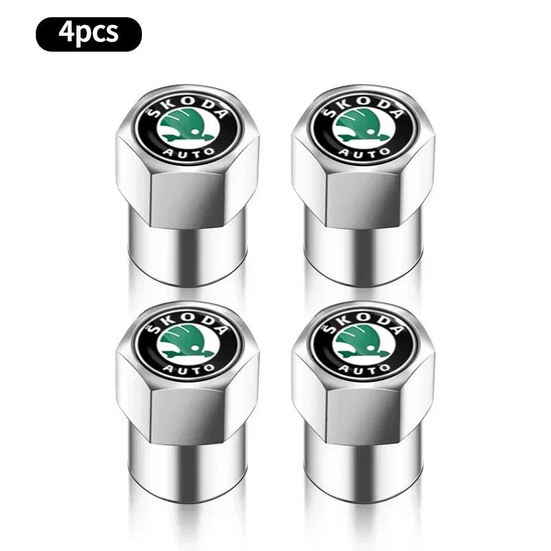 NADH5 4PCS Fashion Car Wheel Air Valve Dust Covers Accessories  For Skoda Fabia Octavia Karoq Kodiaq Kamiq Superb Rapid Scale