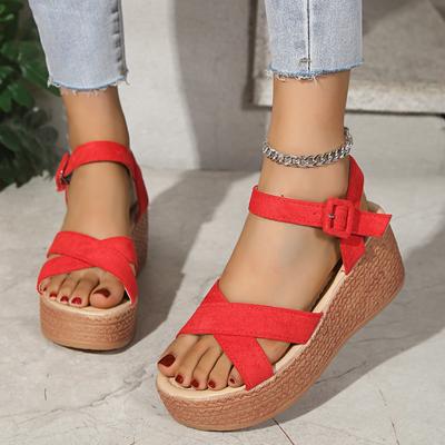 Босоножки Женские Босоножки на платформе с танкеткой из замши Женские босоножки на высоком каблуке