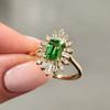Gold Green Zircon Women's Ring Wear Square Diamond Accessories